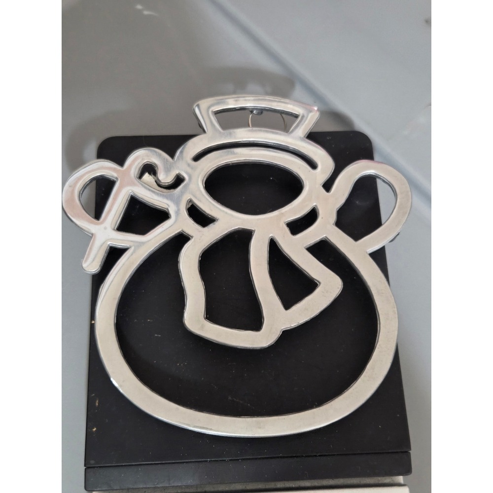 Copco Cast Aluminum Snowman Trivet Silver Tone Christmas Holiday Kitchen Decor